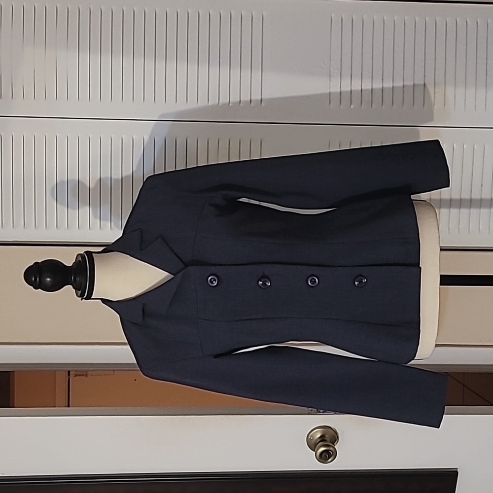 Jonathan Martin blue/gray blazer jacket women size M has shoulder pads business